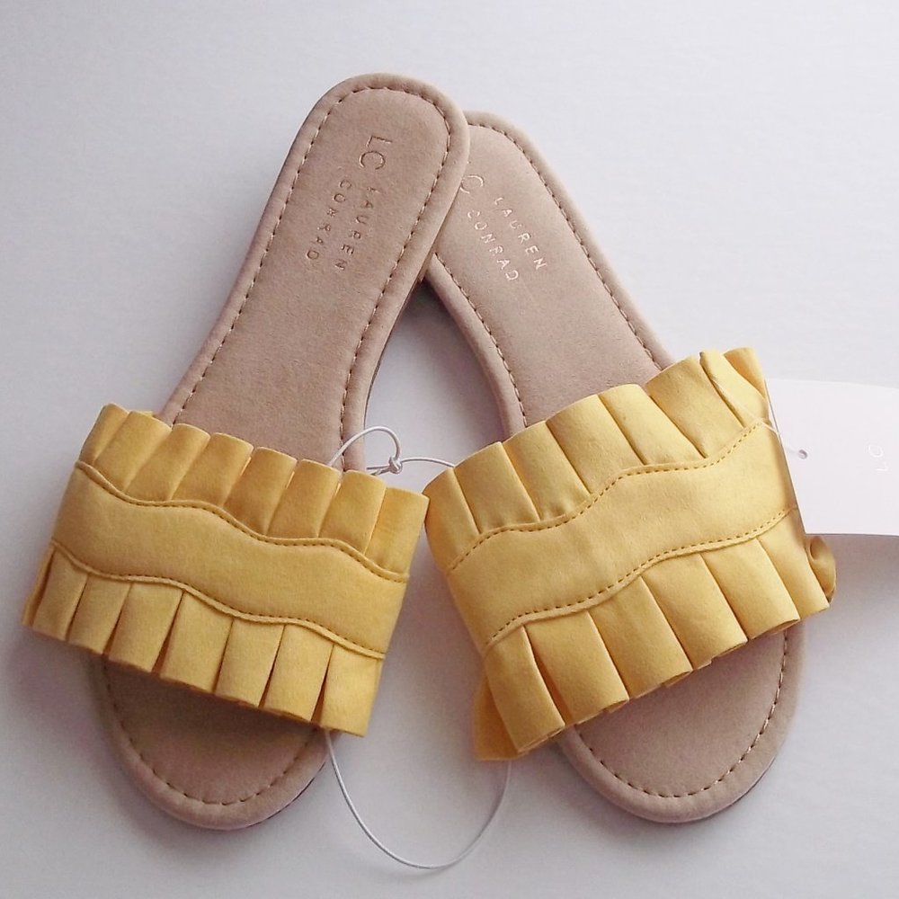 LC Lauren Conrad Yellow Slide Sandal NEW - Picture 2 of 6